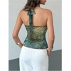 image:imageMakeMeChic Womens Cute Summer Floral Halter Tank Tops Tie Backless Sleeveless Ruched TopBlue