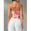 image:imageMakeMeChic Womens Cute Summer Floral Halter Tank Tops Tie Backless Sleeveless Ruched TopMulticolor