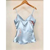 image:imageMakeMeChic Womens Floral Satin Wrap Camisole V Neck Ruched Spaghetti Strap Dressy Elegant TopsBlue