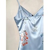 image:imageMakeMeChic Womens Floral Satin Wrap Camisole V Neck Ruched Spaghetti Strap Dressy Elegant TopsBlue