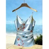 image:imageMakeMeChic Womens Floral Satin Wrap Camisole V Neck Ruched Spaghetti Strap Dressy Elegant TopsBlue