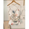 image:imageMakeMeChic Womens Floral Satin Wrap Camisole V Neck Ruched Spaghetti Strap Dressy Elegant TopsMulticolor