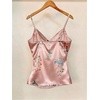 image:imageMakeMeChic Womens Floral Satin Wrap Camisole V Neck Ruched Spaghetti Strap Dressy Elegant TopsPink