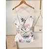 image:imageMakeMeChic Womens Floral Satin Wrap Camisole V Neck Ruched Spaghetti Strap Dressy Elegant TopsWhite