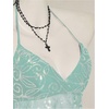 image:imageMakeMeChic Womens Glitter Sequin Mesh Sheer Halter Top Summer Tie Backless Y2K Concert Crop TopsGreen