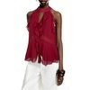 image:imageMakeMeChic Womens Going Out Halter Ruffle Tops Mesh Tie Back Tank Tops Cut Out Sleeveless OutfitBurgundy