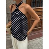 image:imageMakeMeChic Womens Halter Tops White Going Out Backless Cute Summer Criss Cross Classy Night Out TopsBlack and White