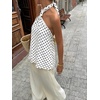 image:imageMakeMeChic Womens Halter Tops White Going Out Backless Cute Summer Criss Cross Classy Night Out TopsBlack and White B