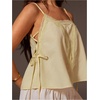 image:imageMakeMeChic Womens Lace Camisole Tops Summer Party Sleeveless Tie Side Spaghetti Strap Tank TopYellow
