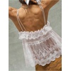 image:imageMakeMeChic Womens Lace Sheer Camisole Tops Ruffle Backless Scalloped Boho Vacation Tank TopsWhite