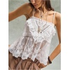 image:imageMakeMeChic Womens Lace Sheer Camisole Tops Ruffle Backless Scalloped Boho Vacation Tank TopsWhite