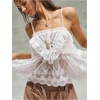 image:imageMakeMeChic Womens Lace Sheer Camisole Tops Ruffle Backless Scalloped Boho Vacation Tank TopsWhite