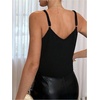 image:imageMakeMeChic Womens Lace Trim Tank Tops Camisole Spaghetti Strap Sleeveless Contrast Cami TopBlack