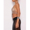 image:imageMakeMeChic Womens Metal Chain Strap Halter Crop Top Asymmetrical Open Back Party Night Out TopsSilver