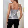 image:imageMakeMeChic Womens Metallic Wrap V Neck Camisole Ruched Sleeveless Party Night Out TopsGrey