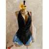 image:imageMakeMeChic Womens Open Back Halter Top Draped Cowl Neck Fringe Summer Boho Vacation TopsBlack