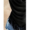 image:imageMakeMeChic Womens Open Back Halter Top Draped Cowl Neck Fringe Summer Boho Vacation TopsBlack