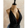 image:imageMakeMeChic Womens Open Back Halter Top Draped Cowl Neck Fringe Summer Boho Vacation TopsBlack