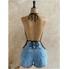 image:imageMakeMeChic Womens Open Back Halter Top Draped Cowl Neck Fringe Summer Boho Vacation TopsBlack