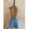 image:imageMakeMeChic Womens Open Back Halter Top Draped Cowl Neck Fringe Summer Boho Vacation TopsKhaki