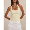 image:imageMakeMeChic Womens Open Back Halter Tops Backless Fitted Going Out Tank TopApricot