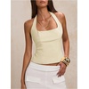 image:imageMakeMeChic Womens Open Back Halter Tops Backless Fitted Going Out Tank TopApricot