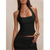 image:imageMakeMeChic Womens Open Back Halter Tops Backless Fitted Going Out Tank TopBlack