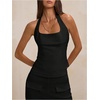 image:imageMakeMeChic Womens Open Back Halter Tops Backless Fitted Going Out Tank TopBlack