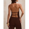 image:imageMakeMeChic Womens Open Back Halter Tops Backless Fitted Going Out Tank TopCoffee Brown