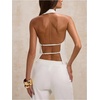 image:imageMakeMeChic Womens Open Back Halter Tops Backless Fitted Going Out Tank TopWhite