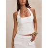 image:imageMakeMeChic Womens Open Back Halter Tops Backless Fitted Going Out Tank TopWhite