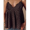 image:imageMakeMeChic Womens Polka Dots Babydoll Peplum Tops Flowy Lace Trim Pleated Y2K Cute Cami Going Out TopBrown