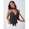 image:imageMakeMeChic Womens Polka Dots Halter Top Ruffle Backless Going Out Top with ScarfMulticolor