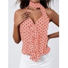 image:imageMakeMeChic Womens Polka Dots Halter Top Ruffle Backless Going Out Top with ScarfWatermelon Pink