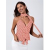image:imageMakeMeChic Womens Polka Dots Halter Top Ruffle Backless Going Out Top with ScarfWatermelon Pink