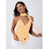 image:imageMakeMeChic Womens Polka Dots Halter Top Ruffle Backless Going Out Top with ScarfYellow