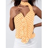 image:imageMakeMeChic Womens Polka Dots Halter Top Ruffle Backless Going Out Top with ScarfYellow