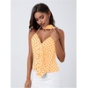 image:imageMakeMeChic Womens Polka Dots Halter Top Ruffle Backless Going Out Top with ScarfYellow