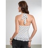 image:imageMakeMeChic Womens Polka Dots Halter Tops Going Out Ruffle Shirred Tank TopsWhite