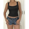 image:imageMakeMeChic Womens Polka Dots Square Neck Crop Tank Top Y2k Sleeveless Fitted Summer Going Out TopsBlack
