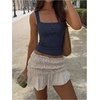 image:imageMakeMeChic Womens Polka Dots Square Neck Crop Tank Top Y2k Sleeveless Fitted Summer Going Out TopsDark Blue