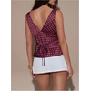image:imageMakeMeChic Womens Polka Dots Tank Tops Deep V Neck Sleeveless Backless Silk Satin TopBurgundy