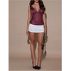 image:imageMakeMeChic Womens Polka Dots Tank Tops Deep V Neck Sleeveless Backless Silk Satin TopBurgundy