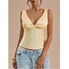 image:imageMakeMeChic Womens Polka Dots Tank Tops Deep V Neck Sleeveless Backless Silk Satin TopYellow
