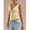 image:imageMakeMeChic Womens Polka Dots Tank Tops Deep V Neck Sleeveless Backless Silk Satin TopYellow