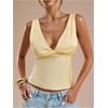 image:imageMakeMeChic Womens Polka Dots Tank Tops Deep V Neck Sleeveless Backless Silk Satin TopYellow