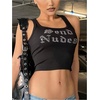 image:imageMakeMeChic Womens Rhinestone Sleeveless Y2k Crop Tank Top Sparkly Fitted Square Neck Top Summer Going Out TopsBlack2
