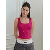 image:imageMakeMeChic Womens Rhinestone Sleeveless Y2k Crop Tank Top Sparkly Fitted Square Neck Top Summer Going Out TopsHot Pink