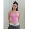 image:imageMakeMeChic Womens Rhinestone Sleeveless Y2k Crop Tank Top Sparkly Fitted Square Neck Top Summer Going Out TopsPink1