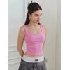 image:imageMakeMeChic Womens Rhinestone Sleeveless Y2k Crop Tank Top Sparkly Fitted Square Neck Top Summer Going Out TopsPink1